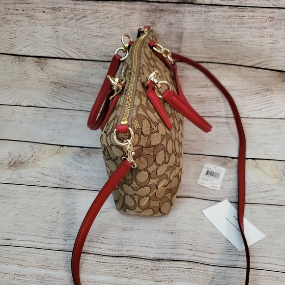 SOLD......COACH- Small Kelsey Satchel In Signature Jacquard - Picture 5 of 14